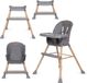 COIL 4-in-1 kinderstoel, kinderstoel, houten kinderstoel, verstelbaar, afneembaar tafelblad, antislip, geschikt voor 6 tot 36 maanden, 5-punts veiligheidsgordel, kinderstoel, babystoel, belastbaar tot 15 kg/30 kg, grijs