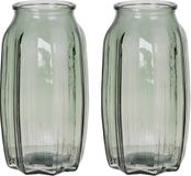 Bellatio Design Vase - 2x - vert clair - verre transparent - 12 x 22 cm - vase