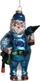 Hd collection Bol Ornament kerstbal Bouwvakker Glas Blauw 14 cm