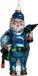 Hd collection Bol Ornament kerstbal Bouwvakker Glas Blauw 14 cm