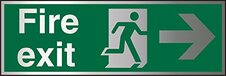 Stewart Superior Fire Exit Sign - Man Running Right - Brushed Aluminum Composite