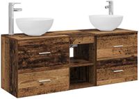 vidaXL Badkamerkastenset 3 st Oud hout 129 x 35 x 80 cm Bewerkt hout