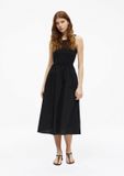 s.Oliver Jurk Zwart Katoen Mouwloze Midi-jurk Halter Zonder Mouw Steekzakken Effen Trekkoord Casual Vrouwen 48