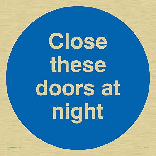 Viking Signs Viking Signs MA221-S40-GV "Sluit deze deuren bij nacht" bord, goud Vinyl, 400 mm x 400 mm