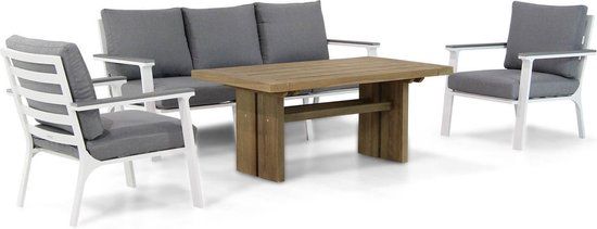 Lifestyle Palazzo/Brighton 4-delige stoel-bank loungeset - Wit - 140 cm
