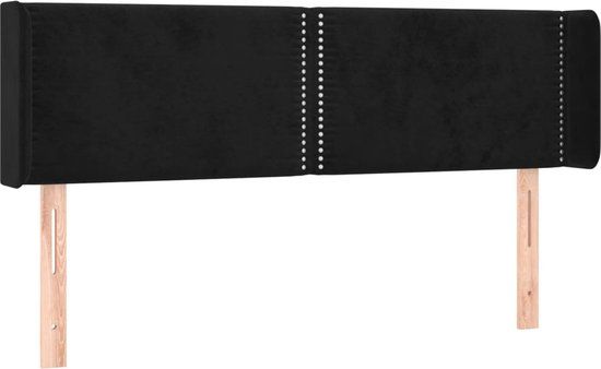 vidaXL Hoofdbord met randen 147x16x78/88 cm fluweel zwart