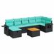 vidaXL 8-delige Loungeset met kussens, polyrattan, zwart