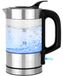 Bouilloire, verre et acier inoxydable, 0,5 litre, avec indicateur LED et commande à une main