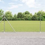 vidaXL Gelast draadhek met betonnen basis 25 x 1,2 m zilverkleurig