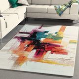 Mia's tapijten Smaragd - modern designertapijt - penseelstreek motief, meerkleurig, 120x170 cm