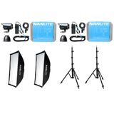 Nanlite FC-120C LED RGBW Spot Light Dual Kit With Softbox Fresnel And Lightstand
