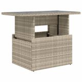 vidaXL Tuintafel Lichtgrijs Poly Rattan Glas 100x55x73 cm