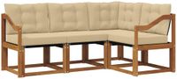 vidaXL Hoek loungeset 4-delig Acacia hout Natuurlijk en beige