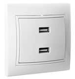 Dubbele USB-oplader, 2 x 2,1 A, wit