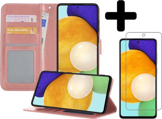 LUQ Samsung Galaxy A52 5G Book Case - Rose Gold - With Screen Protector