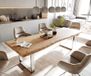 DELIFE Table à manger Edge acacia naturel 280x100 XL acier inoxydable étroit Live-Edge