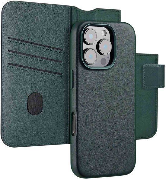 Accezz Leather Bookcase 2-in-1 met MagSafe voor de Apple iPhone 16 Pro - Cedar Green