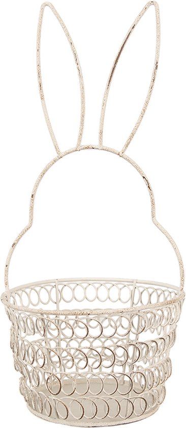 Clayre & Eef Opbergmand Konijn - Ø 12x27 cm - Wit - Metaal - Rond
