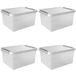 Sunware Comfort Line Opbergbox Set van 4 22L – 40x30x26cm – Transparant Metaal – Stapelbaar – Opbergbox