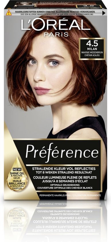 L'Oréal Récital Préférence 4.5 - Mahonie Middenbruin - Haarverf met Color extender