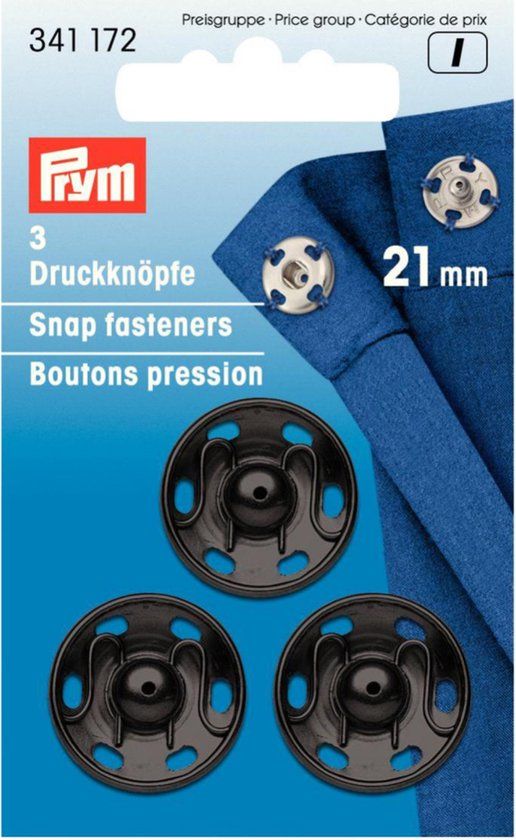 Prym Aannaaidrukknopen 21 mm zwart 3 stuks