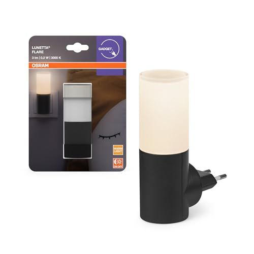 OSRAM Lunetta Backlight Flare Black, mobiele lamp, 0,20 W, 3 lm, warm wit, nachtlamp met bewegingsmelder, dag/nachtsensor, voor gebruik binnenshuis