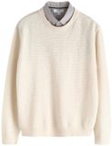 Next - Heren - Trui met shirtlook en structuur, met linnen - Crème