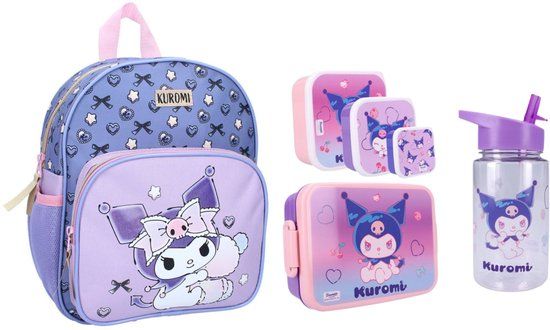 4kidsonly.eu Kuromi schoolset; rugzak en lunchset 5-delig