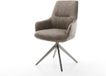 DELIFE Chaise de salle à manger Zelia-Flex avec accoudoir piètement croisé large graphite microvelours taupe vintage pivotant à 360° fonction basculante noyau à ressorts ensachés