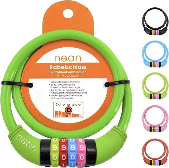 Fietsslot voor kinderen - Kabelslot met cijfers - Groen - 65 cm