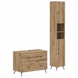 vidaXL - 2-delige - Badkamerkast - Set - BREDA - Artisanaal eiken - Bewerkt hout
