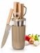 Swiss Haus Ensemble de couteaux avec bloc – Ensemble professionnel de 8 couteaux de cuisine – Champagne