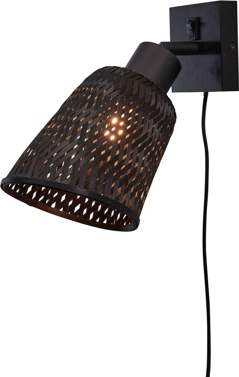 Good&Mojo Wandlamp Java - Bamboe Zwart - Ø15cm - Binnen Modern