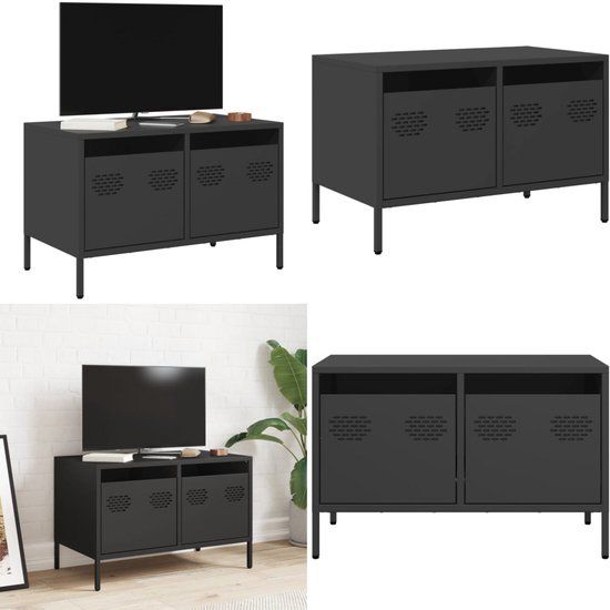 vidaXL Tv-meubel 68x39x43,5 cm koudgewalst staal zwart