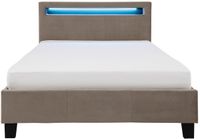 IDIMEX LASHIO Lit capitonné, avec éclairage LED dans la tête de lit, 120 x 200 cm, motif grège, moderne, avec revêtement en velours, chambre d'adolescent