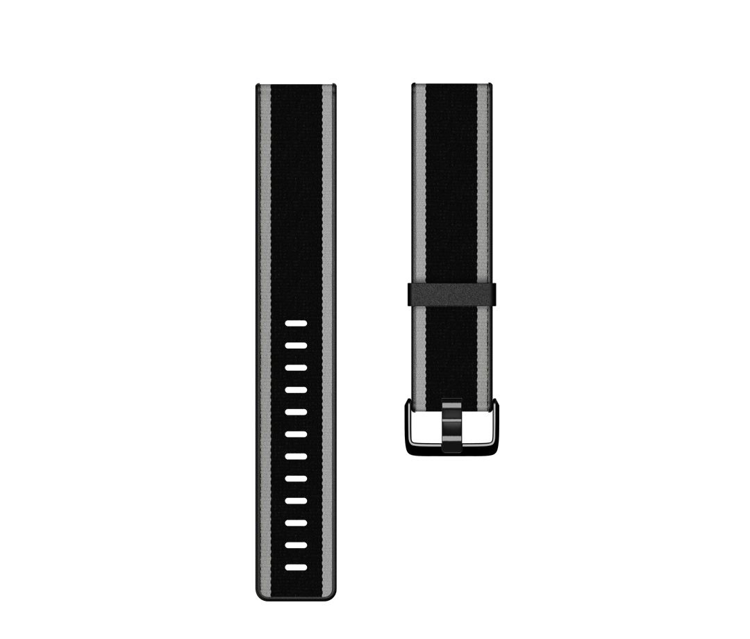 Fitbit FB166WBBKGYL Polyester/Fluorelastomeer Band Zwart/Grijs