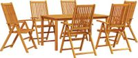 vidaXL Eettafel Set 7-delig Bruin Massief Acacia Hout