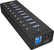 Icy Box IB-AC6110 - 10-Port USB 3.0 Hub - Black