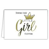 Afie 69-5152 wenskaart Little Girl, goudkleurig, glanzend, voor geboorte of adoptie, prinses, horizontaal formaat, met witte envelop, 17,5 x 12 cm