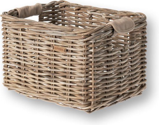 Basil Dorset Fietsmand M - Rotan - Grijs - Achter - 34L