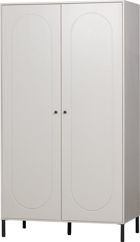 WOOOD Xina Garderobekast - Grenen - Wolkengrijs - 202x110x58cm