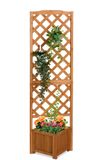 Relaxdays bac à plantes avec treillis, HBD : 180x55x51 cm, bac à fleurs avec treillis, balcon et jardin, bois de pin, marron clair