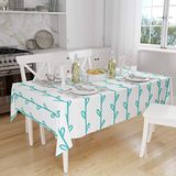 Bonamaison Tafelkleed, Anti-Mold, Sneldrogend, Waterdicht, 100% Polyester Tafellaken, Turkoois, wit, 140 x 160 Cm