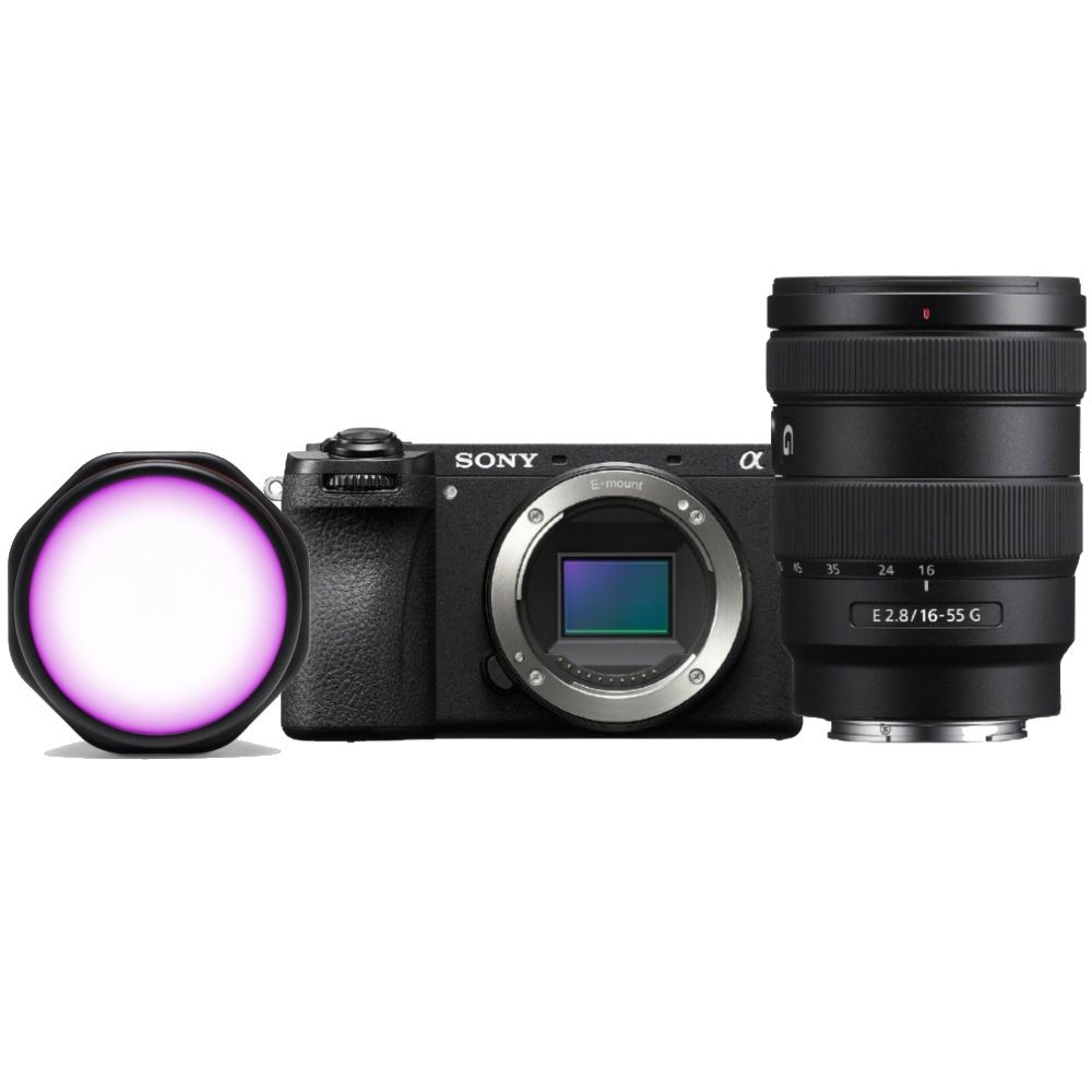 Sony A6700 + 16-55mm F/2.8 + Joby Beamo Reel Color RGB Video LED-lamp