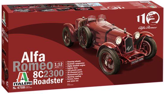 Italeri 1:12 Alfa Romeo 8C 2300 Roadster Plastic Model Kit - ITA4708