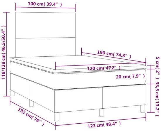 vidaXL Boxspring met matras fluweel donkergroen 120x190 cm