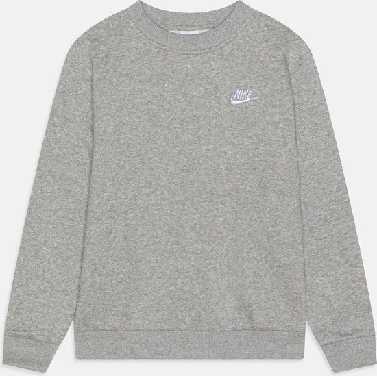 NIKE K NSW CLUB FLC CREW LS LBR Unisex Sporttrui - Grijs - Wit - Maat L