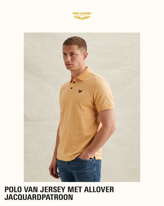 PME Legend Polo Jersey Jacquard Apricot Cream XXL