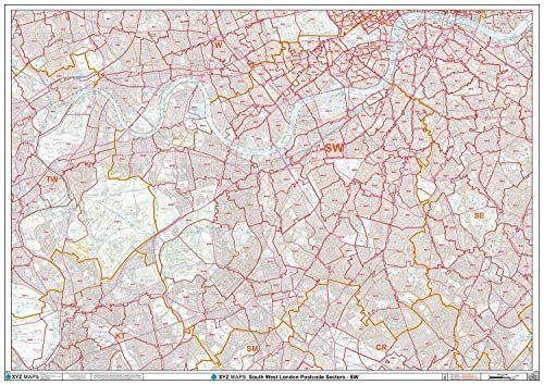 Zuidwest-Londen - SW - Postcode Muur Kaart - Papier