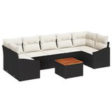 vidaXL Banc de jardin noir et crème poly rotin 8 pièces
